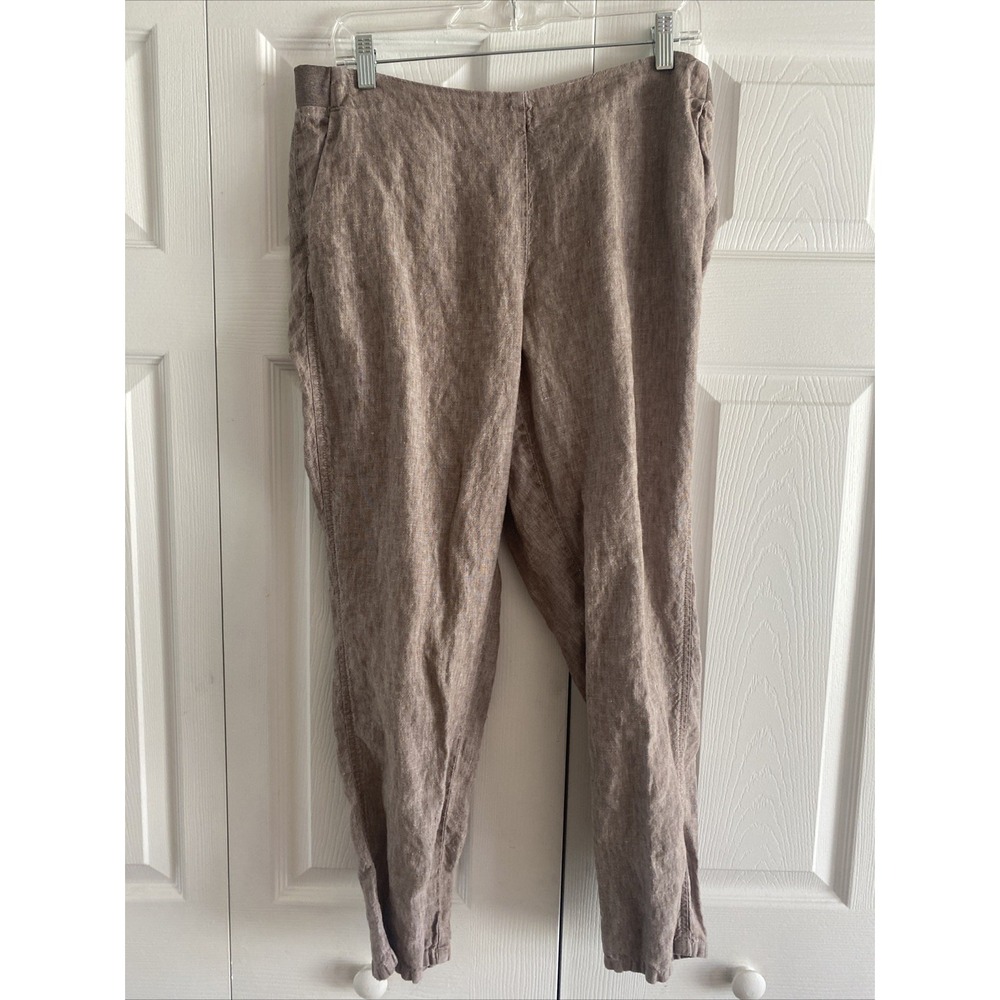 J. Jill Love Linen Tapered Pants Womens M Brown Coastal 100% Linen Travel Resort